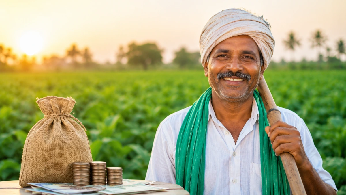 Tamil Nadu farmer standing in agricultural field after crop loan waiver announcement under cooperative bank scheme 2026